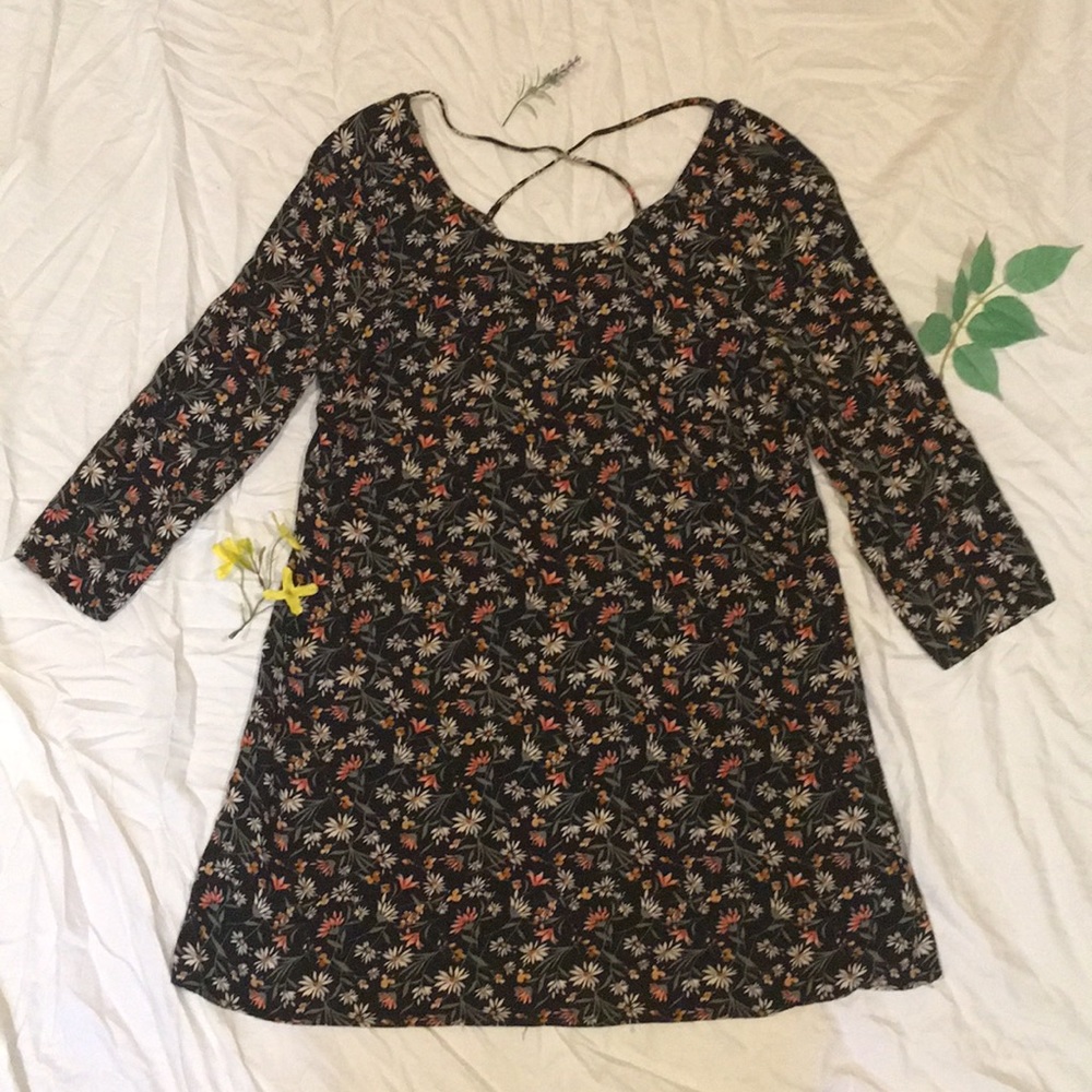 Floral Crisscross Back Dress